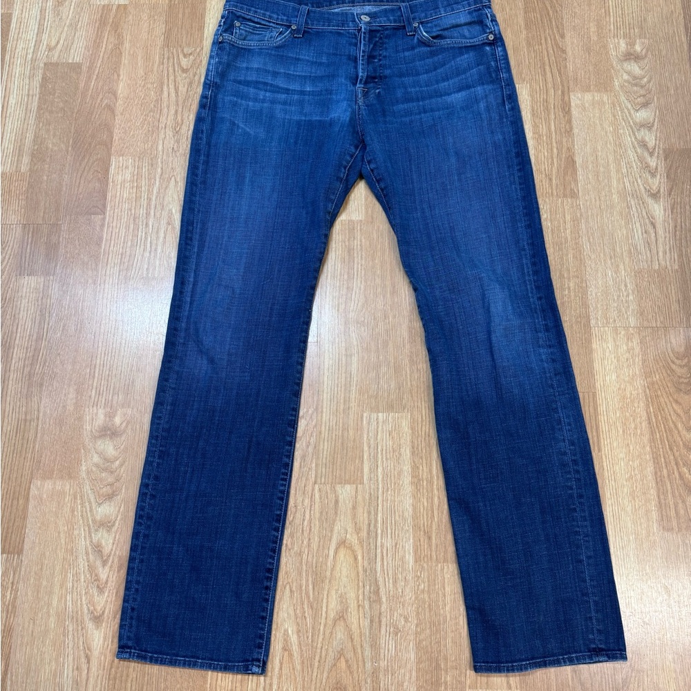 7 For All Mankind Blue Straight Jeans Classic Style